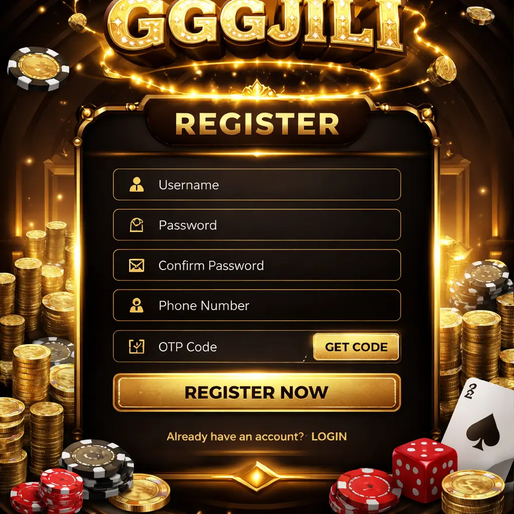 GGGJILI secure login form for online casino players and personal dashboard